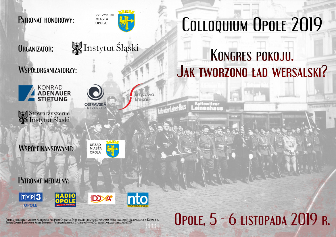 Colloquium Opole 2019. Kongres pokoju. Jak tworzono ład wersalski? – Opole, 5-6 listopada 2019 r.